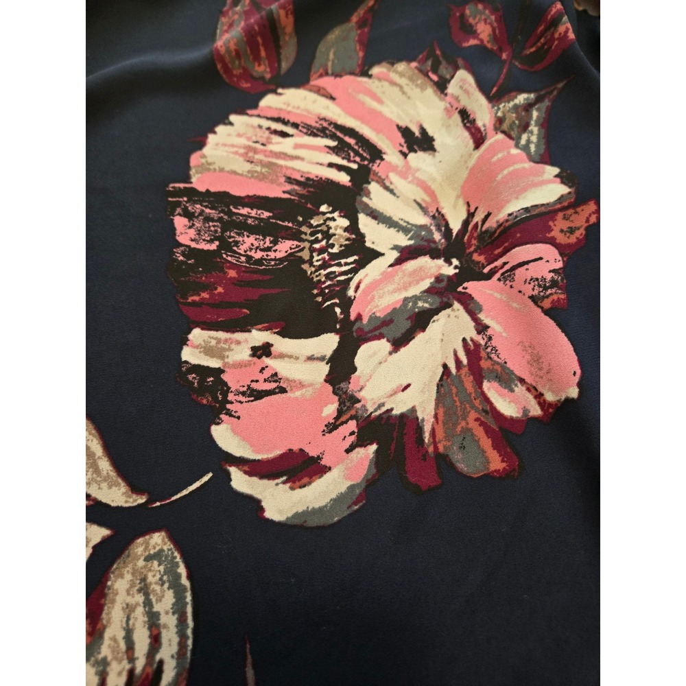 Maurices Women 2X Navy Floral 3/4 Sleeve Open Front Lightweight Sheer Kimono - Picture 7 of 7